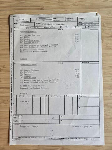 Madison - Diamond Mistress - pre-production test pressing of, Nieuw in verpakking