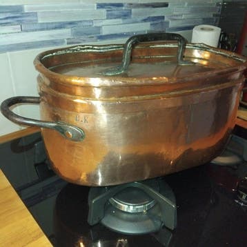 Ovenschaal - Roodkoper met tinlaag. - Daubière uit de 18e