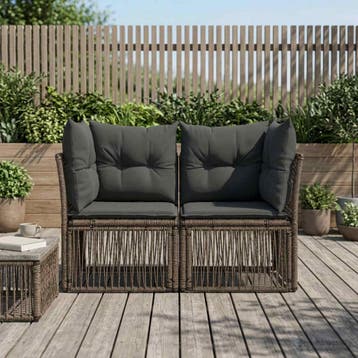 vidaXL Tuin Sofa 2-Aantal zitplaatsen Grijs poly rattan, Tuin en Terras, Verzenden, Nieuw