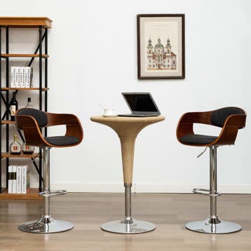 vidaXL Barstoelen 2 st gebogen hout en stof grijs, Huis en Inrichting, Verzenden, Nieuw