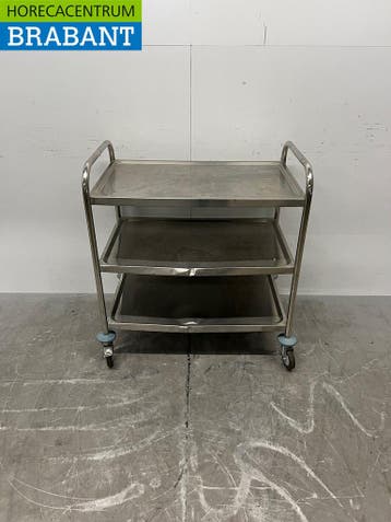 Chariot de service en inox « Dienwagen » à 3 niveaux, 86 cm,, Verzenden
