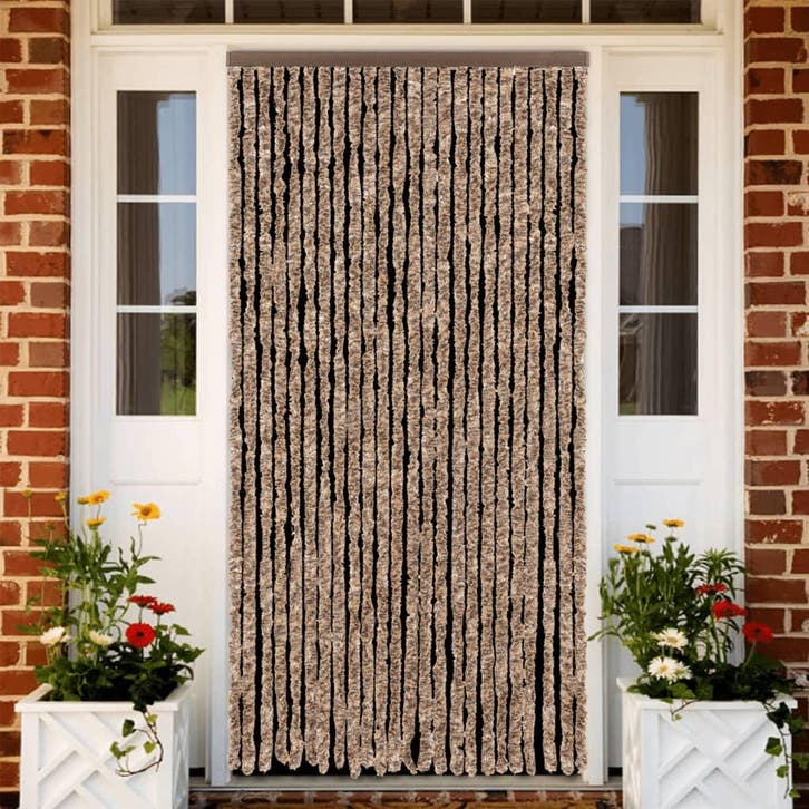 vidaXL Vliegengordijn 100x200 cm chenille beige en, Doe-het-zelf en Bouw, Deuren en Vliegenramen, Nieuw, Verzenden