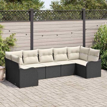 vidaXL Tuinbank Set Zwart poly rattan, Verzenden, Nieuw