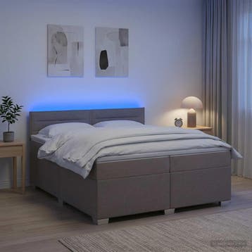 vidaXL Boxspringbed met matras en LED Taupe 200 x 200 cm, Verzenden, Nieuw