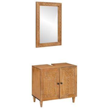 vidaXL Badkamermeubel Set met plank 2 pcs Bruin Bewerkt hout, Verzenden
