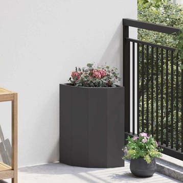 vidaXL Hoek Plantenbak Zwart 30 x 30 x 50 cm Staal, Verzenden, Nieuw
