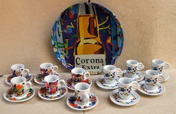 Gaggia, Corona - Ugo Nespolo - Dienblad - Keramiek, Metaal -