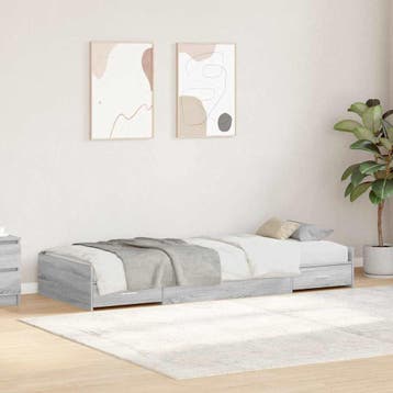 vidaXL Bedframe met lade Grijs Sonoma 90 x 200 cm Bewerkt, Verzenden
