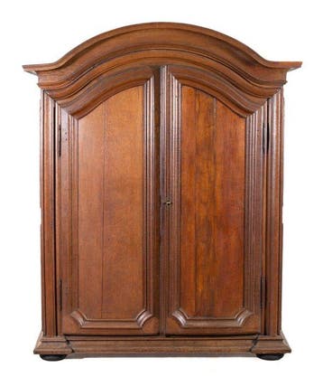 Antieke barokke eikenhouten bonnet-top armoire (kast) –