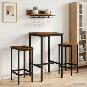 vidaXL Bartafel 52 x 52 x 90 cm Bewerkt hout Gerookt eiken, Verzenden