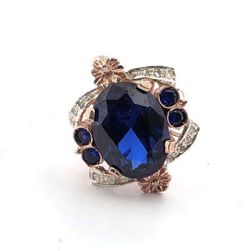 Zonder minimumprijs - Ring - 9 kt. Roségoud, Zilver Spinel -, Nieuw