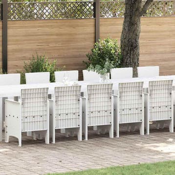 vidaXL Tuin eettafelset met kussens 17 st Wit PP, Verzenden, Nieuw