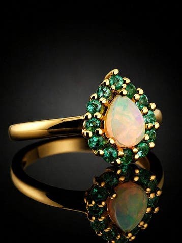 Sans prix de réserve - Bague Bague Opale Halo - Argent, Bijoux, Sacs & Beauté, Bagues
