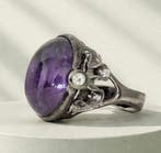 925 zilver - zwart rhodineren - 19 ct amethist - topaas -