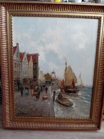 K. Wagner (1859-1914) - Haven Stadsgezicht, Antiek en Kunst
