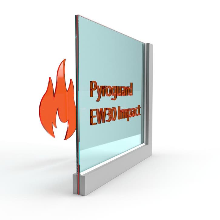 Enkel glas Pyroguard EW30 Impact (stalen constructie), Bricolage & Construction, Vitres, Châssis & Fenêtres, Envoi