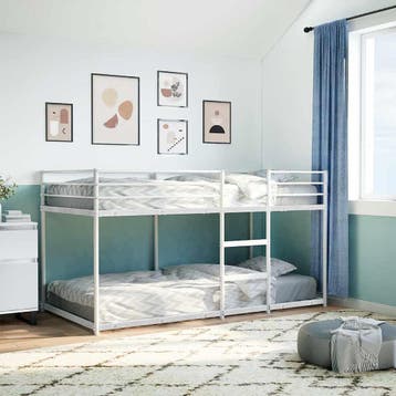 vidaXL Stapelbed zonder matras 100x190 cm staal wit, Verzenden