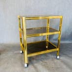 Chariot de service - Laiton doré, Verre, fumé