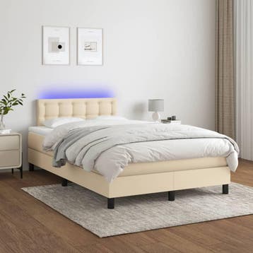 vidaXL Boxspring met matras en LED stof crèmekleurig 120x200, Verzenden, Nieuw