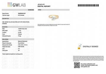 Zonder minimumprijs - Ring - 14 karaat Geel goud - 0.80ct., Nieuw
