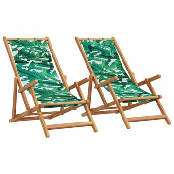 vidaXL Opklapbare stoelen, 2 stuks, stof met bladmotief en, Verzenden