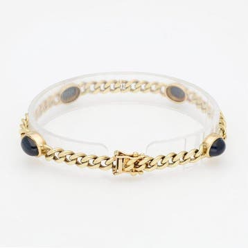 Gourmette - 14 carats Or jaune Saphir