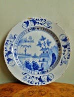 Assiette - Weinig voorkomend Delfts Blauw Chinoiserie, Antiquités & Art