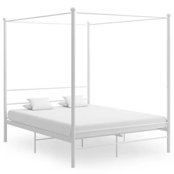 vidaXL Hemelbedframe metaal wit 160x200 cm, Huis en Inrichting, Slaapkamer | Bedden, Verzenden, Nieuw