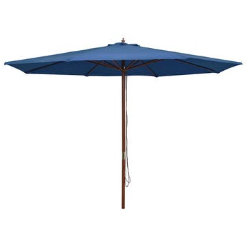 vidaXL Parasol met houten paal 350 cm blauw, Verzenden