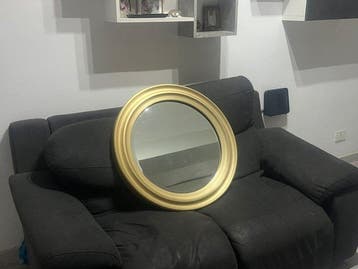 Miroir - Aluminium, Verre - Miroir rond mural, Antiquités & Art