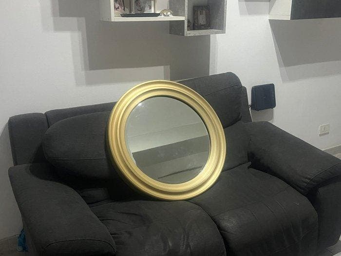 Miroir - Aluminium, Verre - Miroir rond mural, Antiquités & Art, Art | Objets design