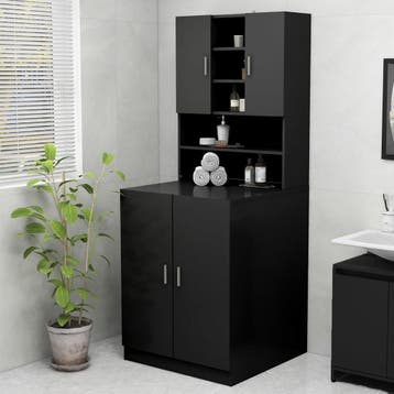 vidaXL Wasmachinekast 70,5x25,5x90 cm zwart, Verzenden, Nieuw