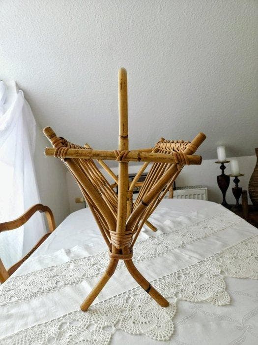Rattan & Bamboo Magazine / Vinyl Rack – France, 1960s (XL, Antiek en Kunst, Curiosa en Brocante