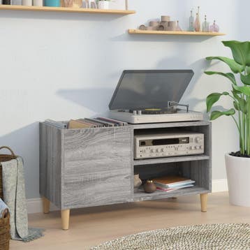 vidaXL Platenkast 84,5x38x48 cm bewerkt hout grijs sonoma, Verzenden