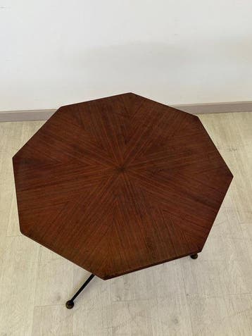 Bijzettafel - Hout, Metaal - Octagonale houten blad met een