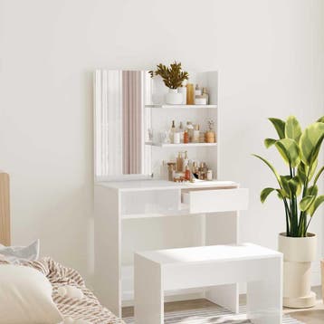 vidaXL Kaptafel met spiegel 74,5x40x141 cm hoogglans wit, Huis en Inrichting, Verzenden, Nieuw