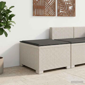 vidaXL Eén-zits Tuin Sofa met Kussen Rieten Look PP Wit, Verzenden, Nieuw