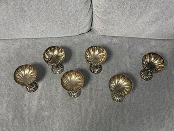 Service à dessert (6) - Plaqué argent 1000. Plaqué or 24k