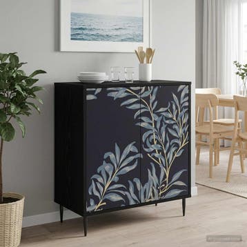 vidaXL Dressoir DOKKUM Zwart eiken 69 x 33 x 76 cm Bewerkt, Verzenden, Nieuw