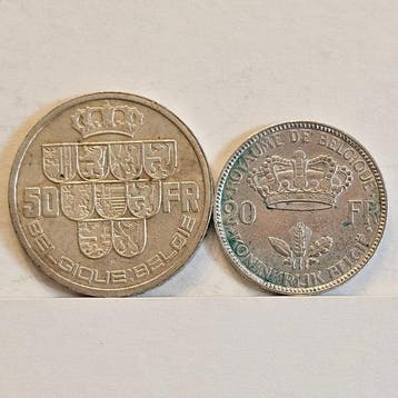 Belgium. Léopold III. Silver Coin Lot – 50 Francs 1939 + 20