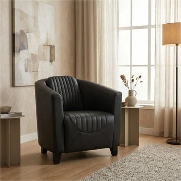 Leren fauteuil Press Special - Hermes Nero (zwart) - Poten, Nieuw, Ophalen of Verzenden, Eigentijds, Klassiek, Retro, Romantisch, Vintage