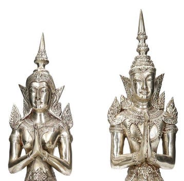 sculptuur, Vintage Teppanom - Temple guardians - 38 cm -, Antiek en Kunst