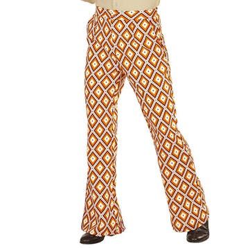 Disco 70S Broek Oranje Heren Ruit, Kleding | Heren, Verzenden, Nieuw