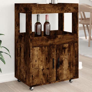 vidaXL Drankkar 60x39,5x89 cm bewerkt hout gerookt, Verzenden, Nieuw