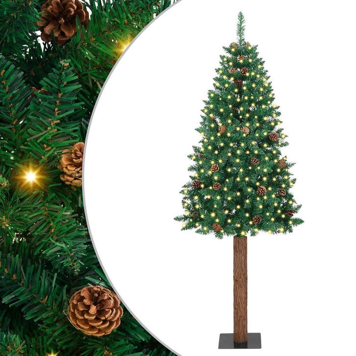 vidaXL Slanke Kerstboom Groen 210 cm PVC en massief, Diversen, Kerst, Nieuw, Verzenden
