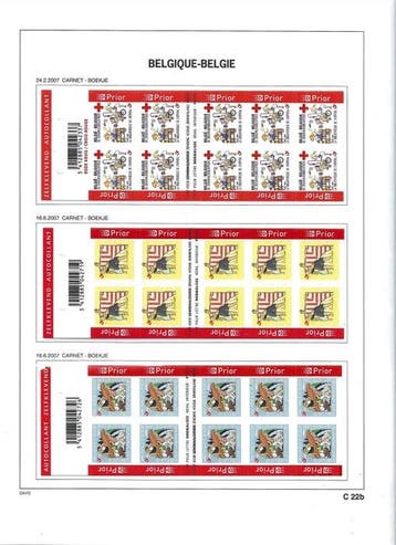 Belgique 2007 - les carnets de timbres autocollants selon
