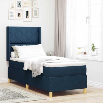 vidaXL Boxspring bed met hoofdeinde Blauw 80 x 200 cm Stof, Verzenden, Nieuw