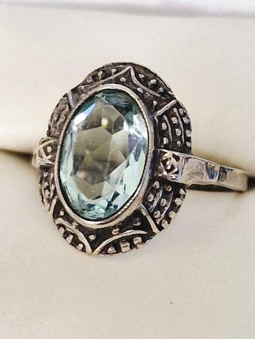 Sans prix de réserve - Bague Argent Aigue-marine - Bague, Bijoux, Sacs & Beauté, Bagues