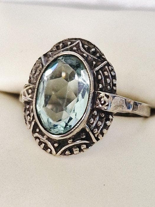 Sans prix de réserve - Bague Argent Aigue-marine - Bague, Bijoux, Sacs & Beauté, Bagues