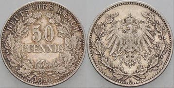 50 Pfennig 1898 A Kleinmunten-kaiserreich Grosser Adler, Verzenden, België